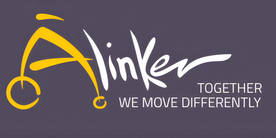 Alinker logo with slogan 'Together We Move Differently,' symbolizing empowerment and community for individuals with mobility challenges.