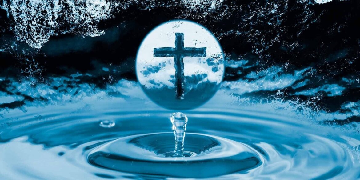 The image features a cross inside a droplet of water, symbolizing faith, transformation, and divine purpose, as discussed in the article.